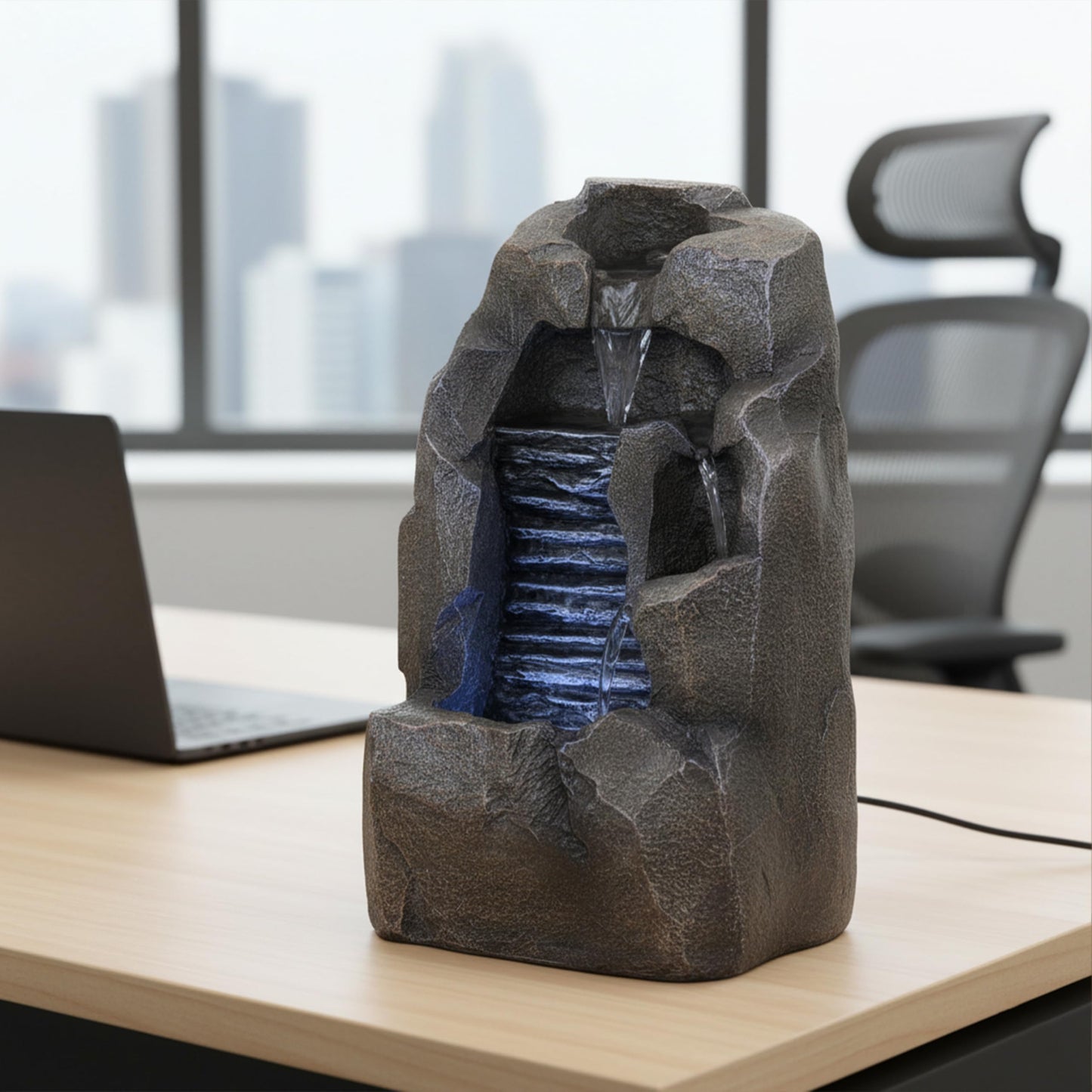 Sunnydaze Stony Rock Tabletop Water Fountain - 11 Inch Relaxing Indoor Desktop Water Fountain - Office, Bedroom, Living Room