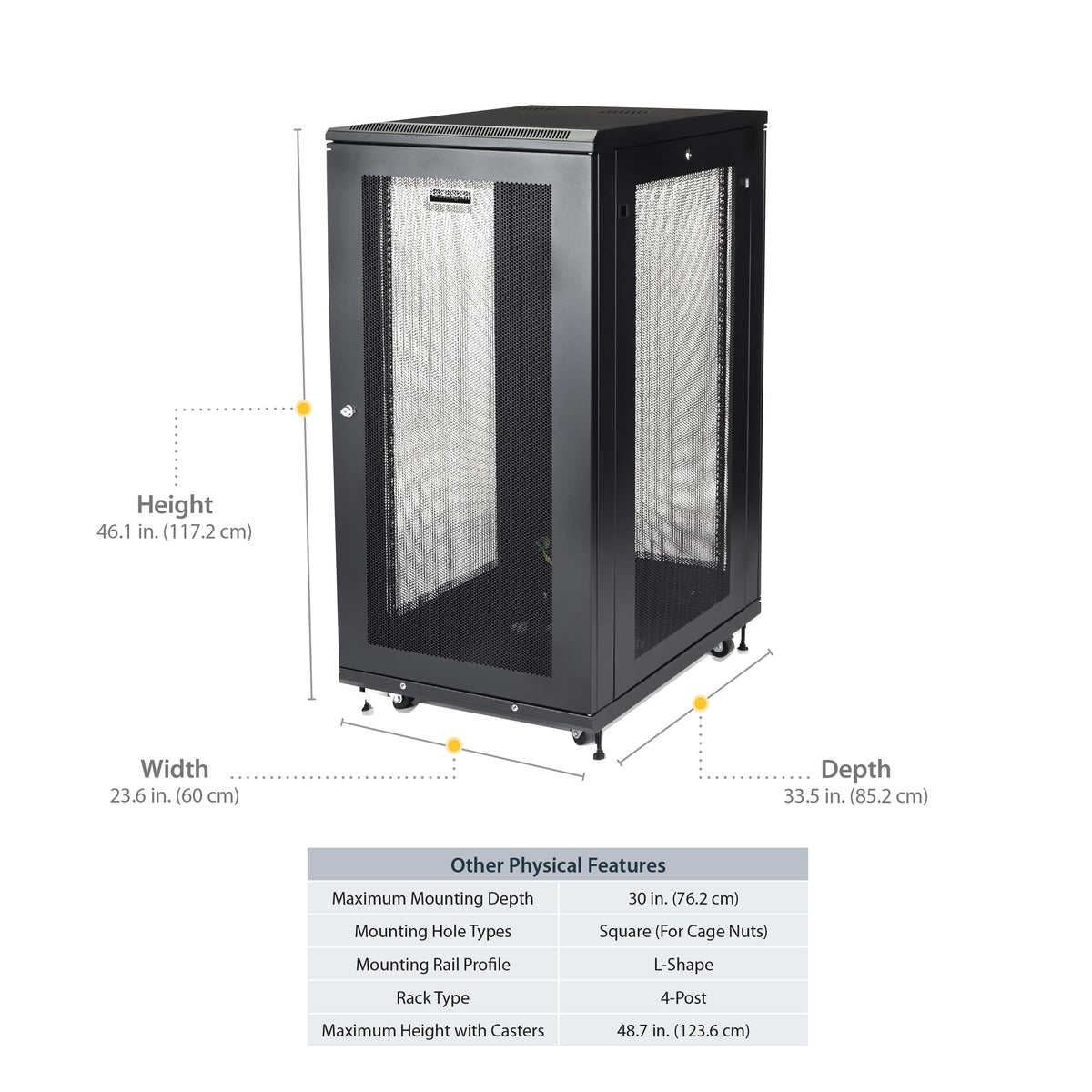 StarTech 24U Enterprise-Grade Server Rack Cabinet Kit, 19in Enclosed 4-Post Rack with Shelf and Cable Management, 29in (75cm) Mounting Depth, 992lb (450kg) Capacity