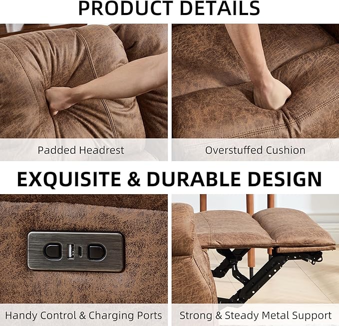 EBELLO 2 Piece Power Faux Leather Recliner Sofa Set, Reclining Living Room