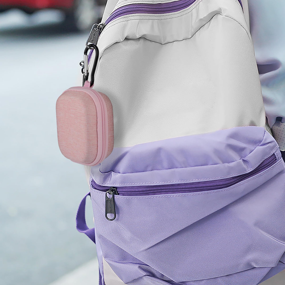 Geekria Shield Earbuds Case Compatible with JBL Vibe Buds 2, Tune Beam, Vibe Beam 2, Tune Buds 2 True Wireless Earbuds, Replacement Hard Shell Travel Carrying Bag with Cable Storage (Pink)