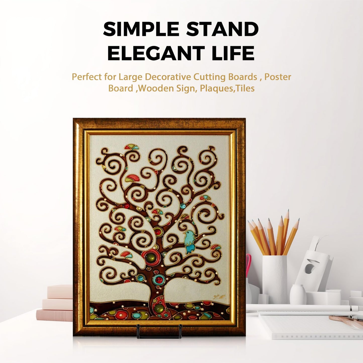 TR-LIFE 16 Inch Heavy Duty Plate Stand (4 Pack) - Metal Display Easel for Large Plates, Picture Frames, Signs, Posters, and Decorative Platters