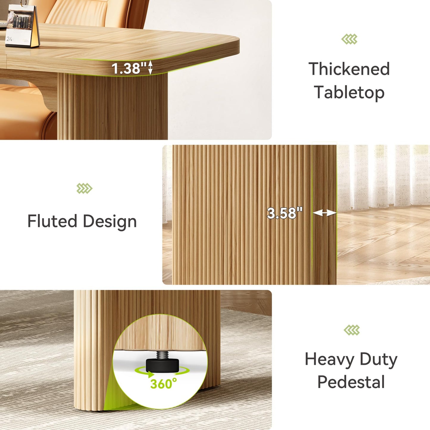 LITTLE TREE 62-Inch Home Office Computer Desk, Large Writing Desk with Textured Double Base, 5 ft Conference Meeting Seminar Table for Office