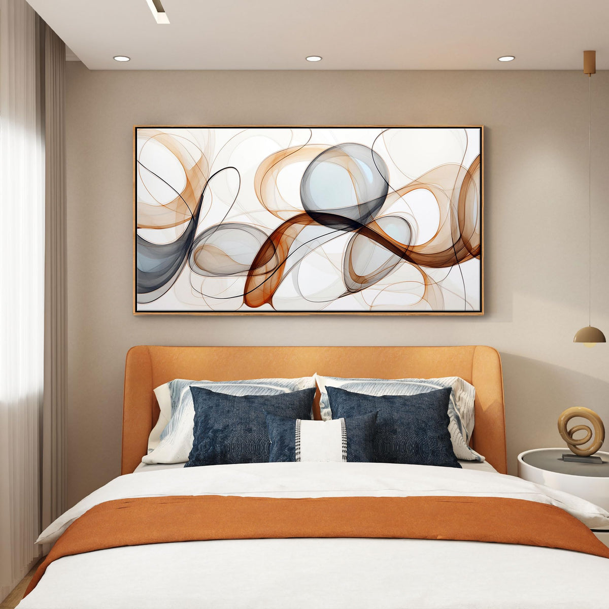 XLSJERST Modern Abstract Wall Art - Deep Spiritualism Art White And Brown Canvas Pictures Artwork Living Room Office Bedroom Wall Decor