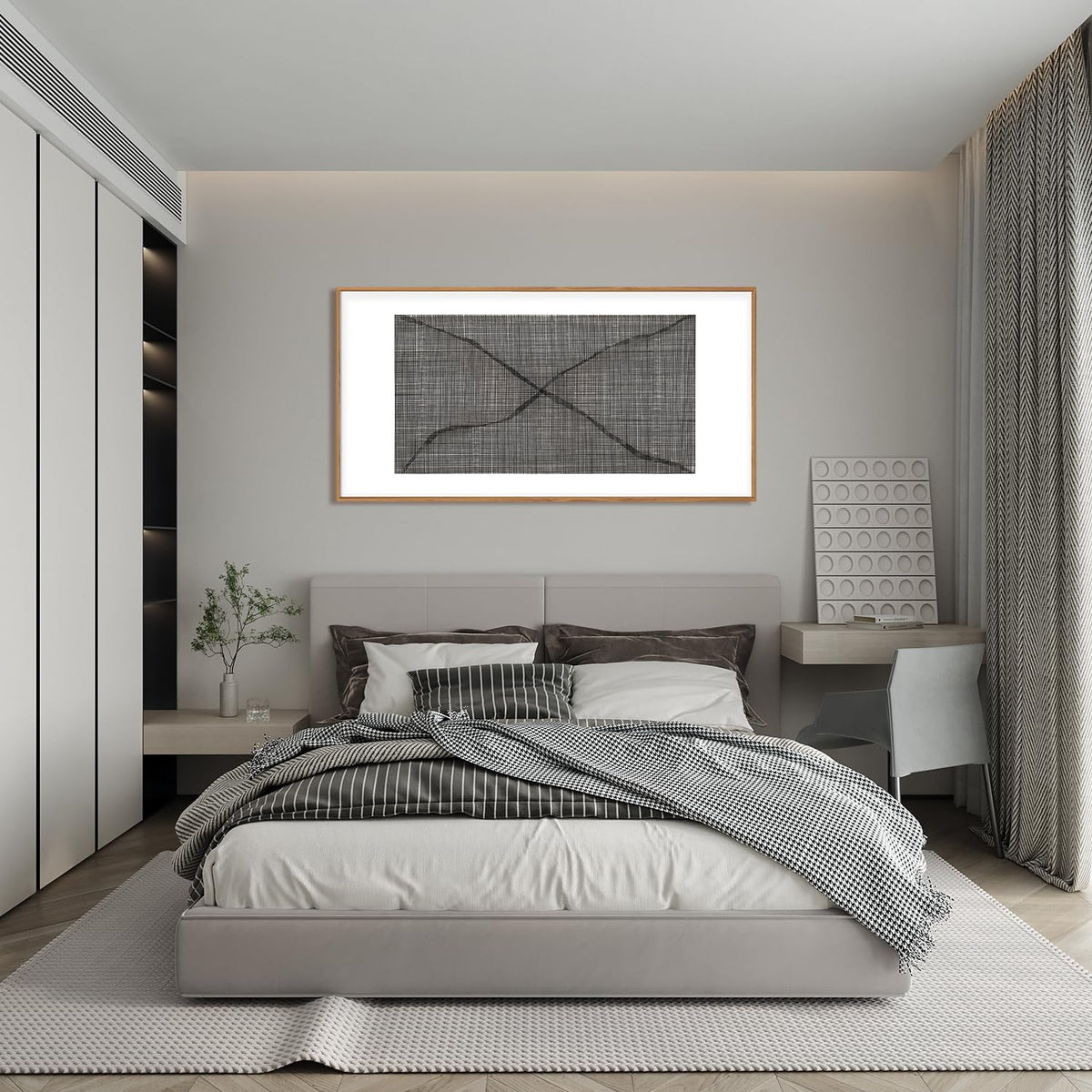 DRACIT Abstract Line Framed Canvas Wall Art Set,Minimalist Black and White Wall Decor,Neutral Geometric Print,Modern Mid Century Boho Artwork for Living Room,Bedroom-20 x40