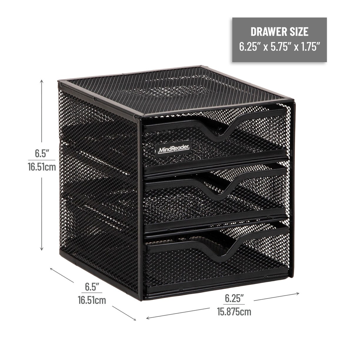 Mind Reader Desktop Accessory Storage, Desk Supplies, Organizer, Office, Metal Mesh, 6.25" L x 6.5" W x 6.5" H, Black