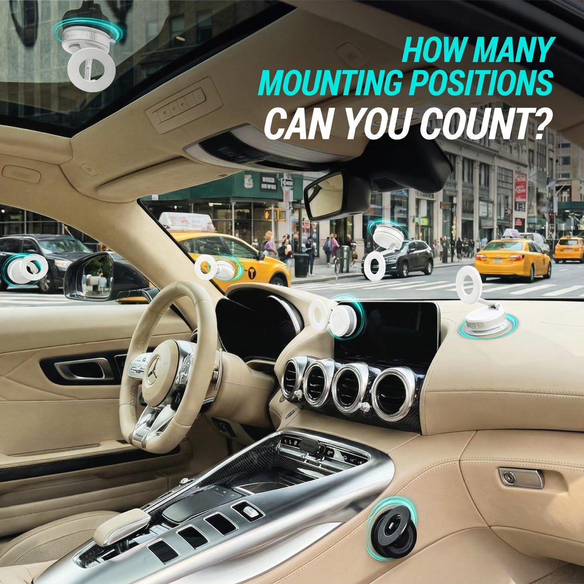 CARMOUNT Clutch-X™ White – Upgraded Vacuum Phone Mount Suction Cup Car Phone Holder for iPhone, Window Phone Mount, 360° Vacuum Magnetic Phone Holder for Car, Magnetic Phone Holder with Suction Cup