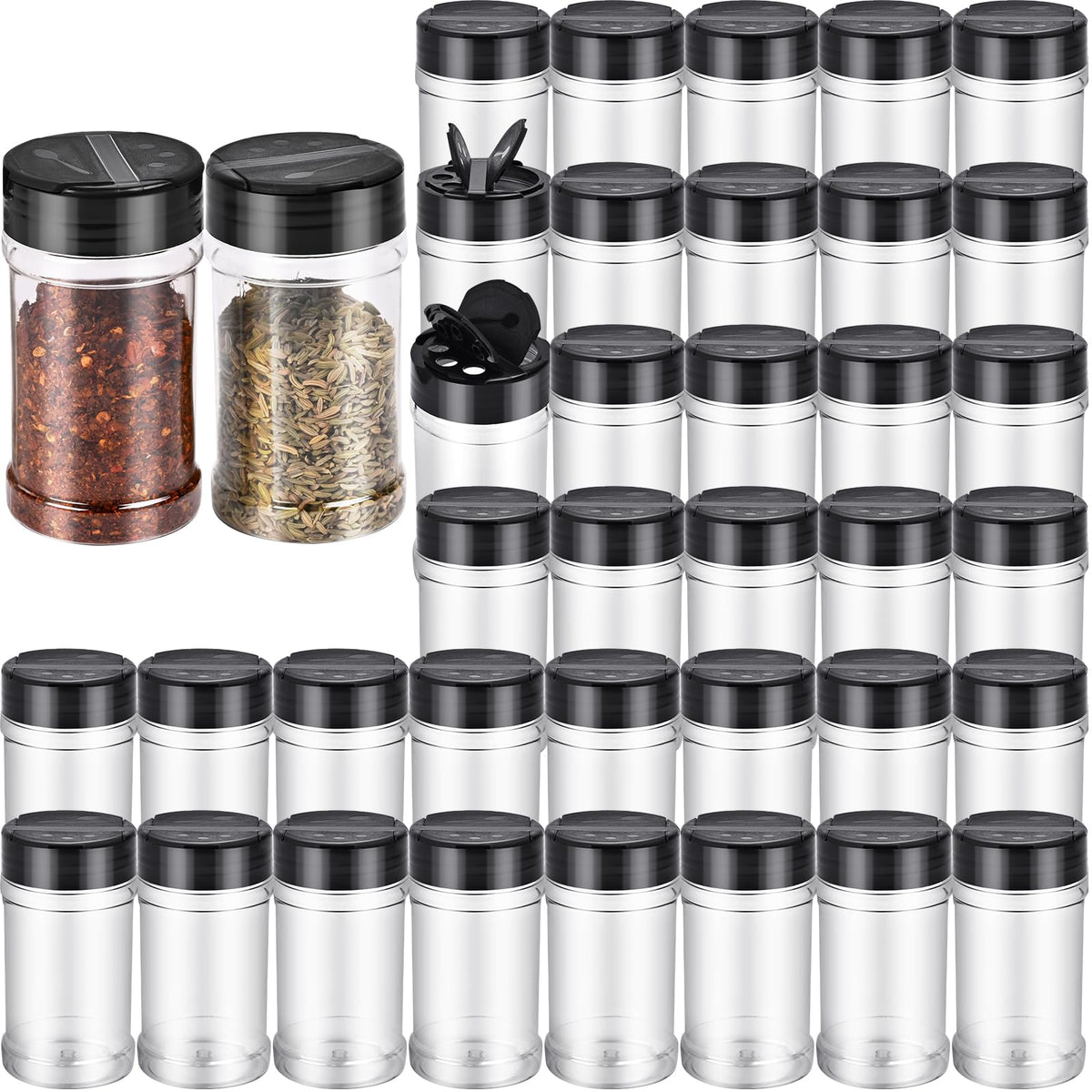 PPXHFV 36pcs 5.5oz plastic spice jars with shaker lids, plastic spice jars,seasoning bottles,Used to store seasoning powder.