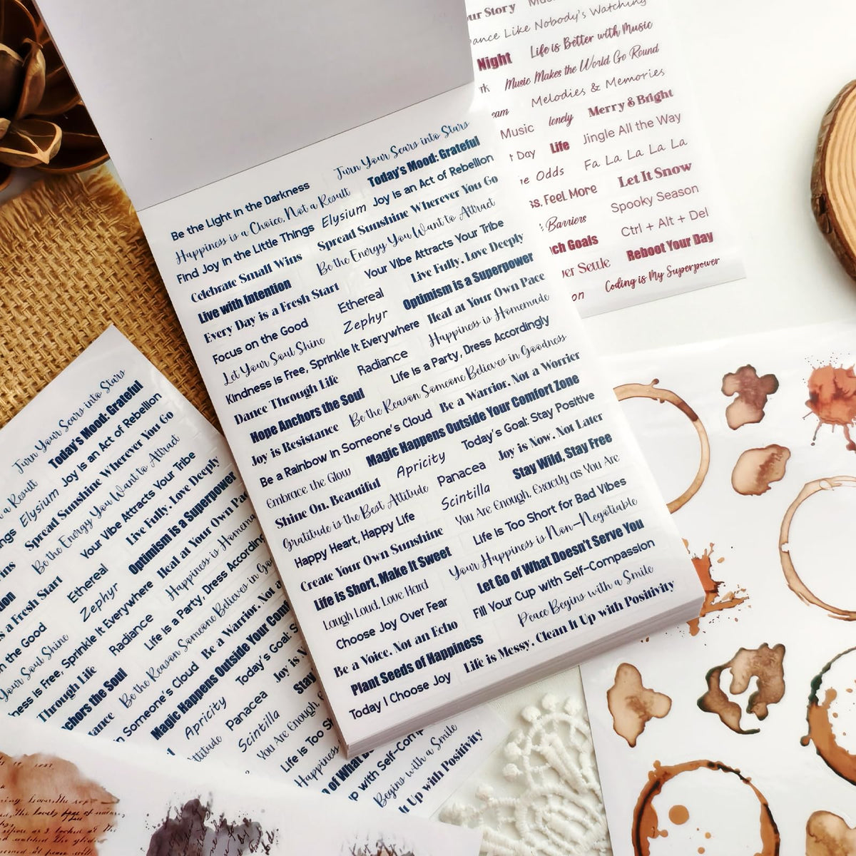 ZHIJIANHZ Transparent PET Quote Stickers, 48 Sheets 1100+ Pcs Scrapbook Supplies, Word Stickers for Journaling, Vision Board, Card Making, Junk Journal