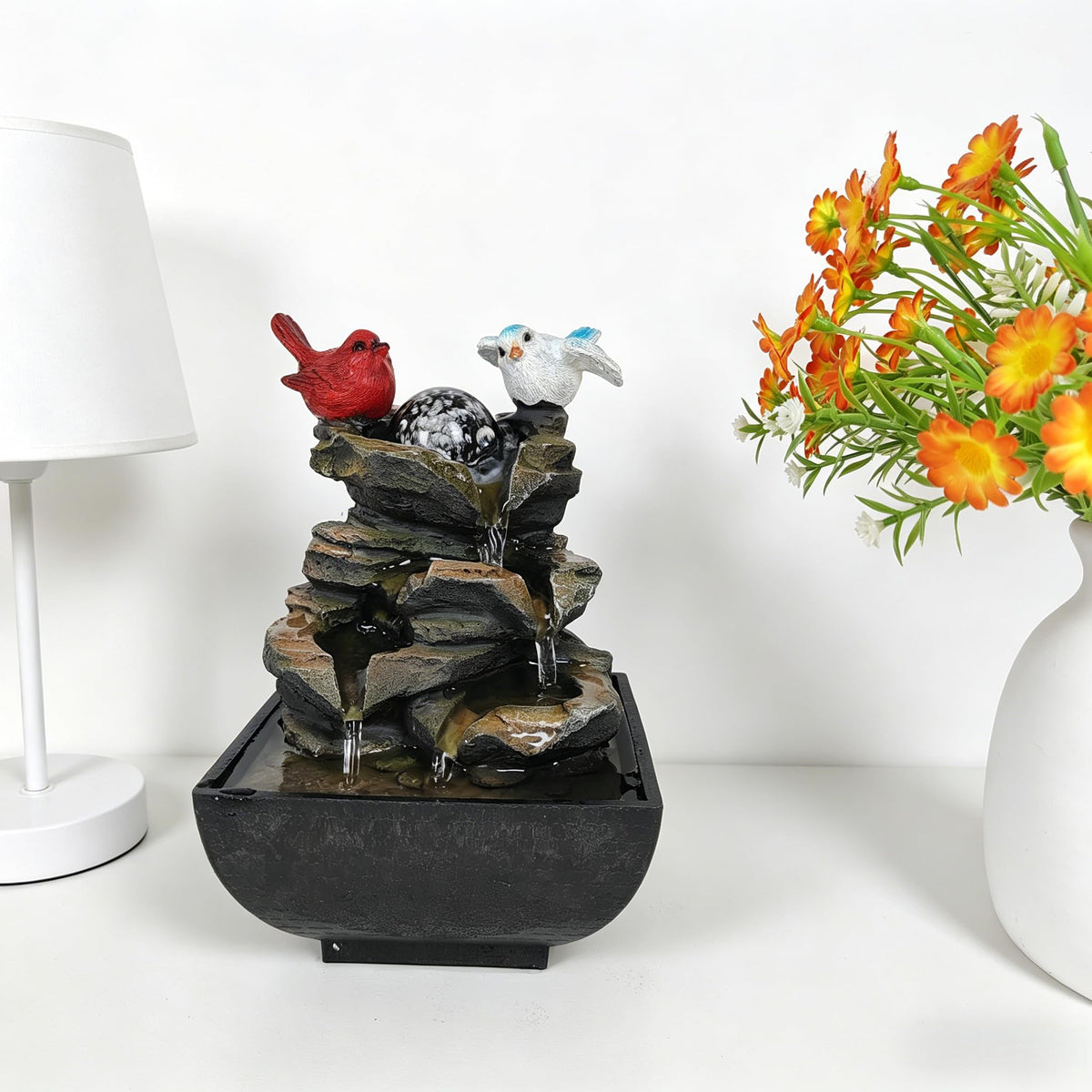 Indoor Water Fountain, Small Water Fountain Indoor, Indoor Water Feature with Desk Waterfall, Zen Table Top Fountains for Home Office Desk Decor, Mini Tabletop Fountains