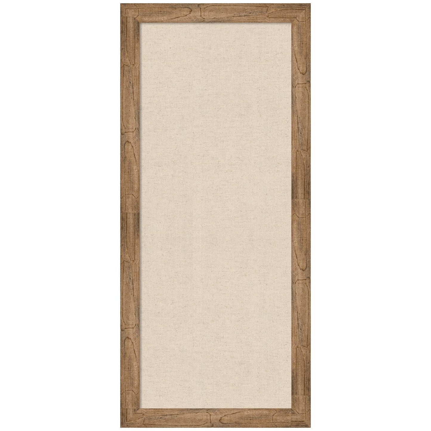 Kate and Laurel Framed Fabric Pinboard 20 x 44, Neutral Weave Printed Linen Rustic Farmhouse Bulletin Board for Use as a Vision Board or Wall Organization, Owl Brown Narrow Frame