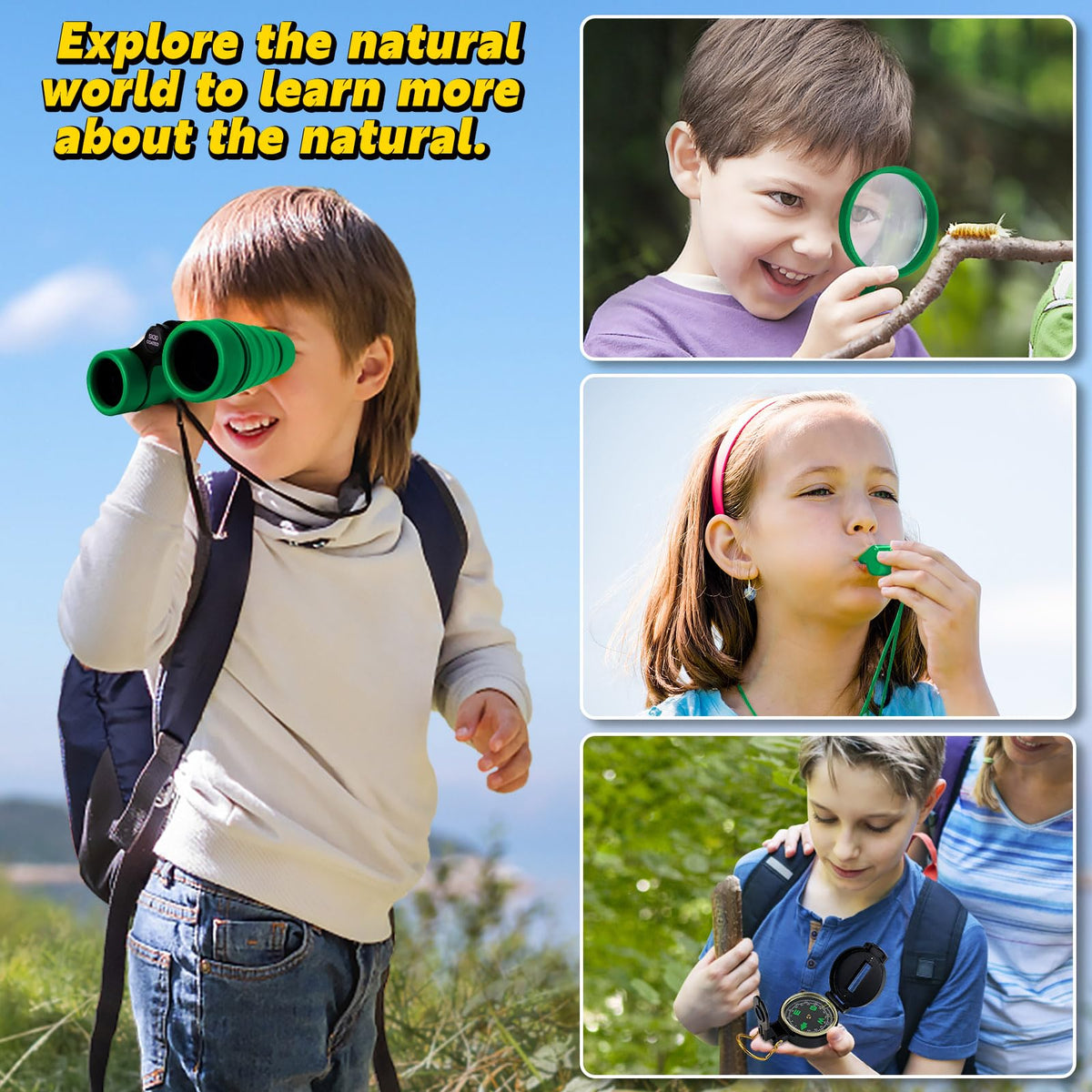 ESSENSON Kids Explorer Kit - Adventure Kit for Kids, Outdoor Explorer Kit with Binoculars, Summer Outdoor Toys for Kids Ages 4-8