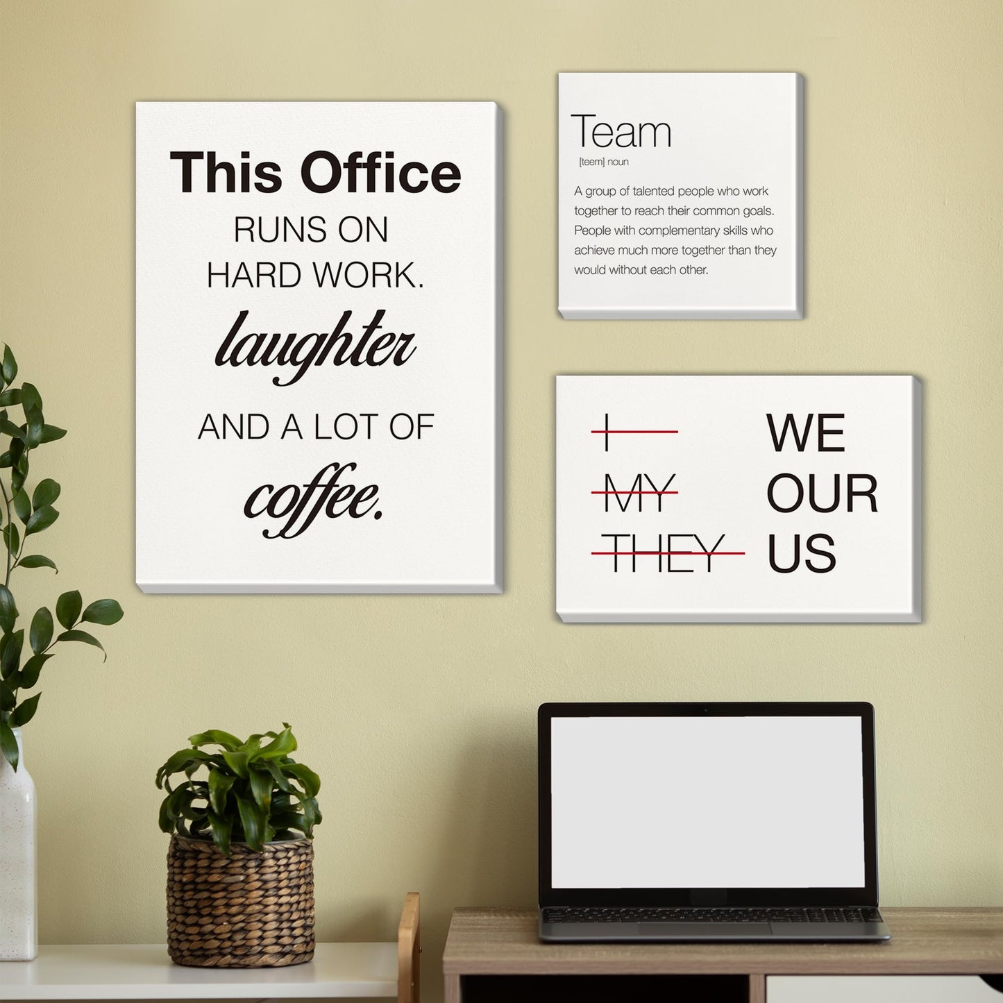 Inspirational Wall Decor for Office Teamwork Wall Art Motivational Posters Set of 6 Framed Modern Office Team Canvas Artwork, Team Gifts