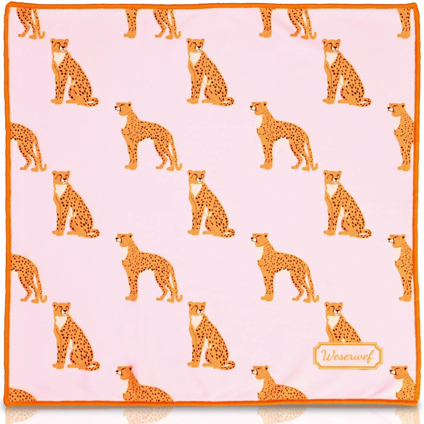 WESERWEF Design Microfiber Glasses Cleaning Cloth – Premium Cleaning Cloth for Eyeglasses, Screens, Tablets, Cameras & Lenses, 12" x 12", Ultra-Soft & Scratch-Free (Leo Pink)