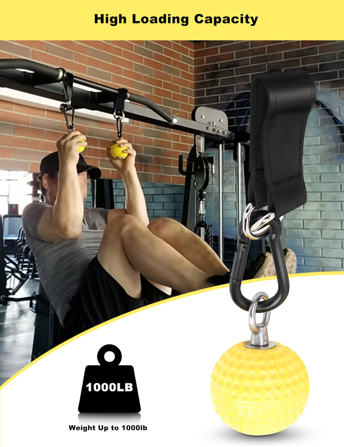 Pull Up Grips Ball Grip Strength Trainer, Climbing Grip Strength Training Pull Up Grips Handles, Cable Machine Attachments, Pull Down Attachment for Hand Wrist Finger