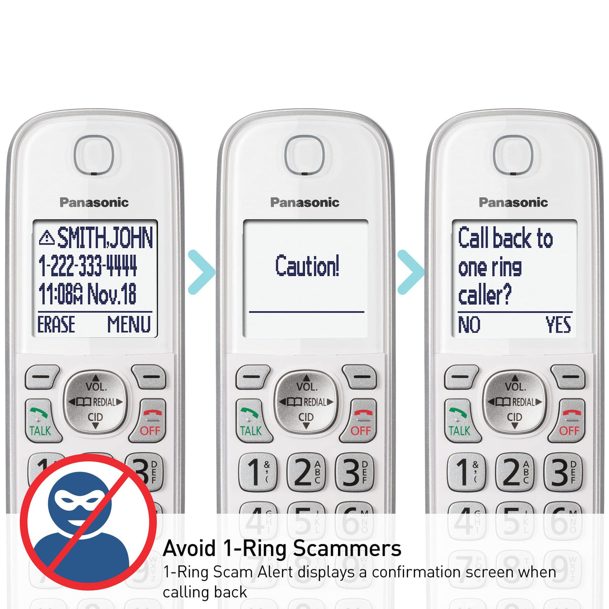 Panasonic Cordless Phone with Answering Machine, Link2Cell Bluetooth Home Phones, Voice Assistant and Advanced Call Blocking, Expandable System with 4 Handsets - KX-TGD864W (White)