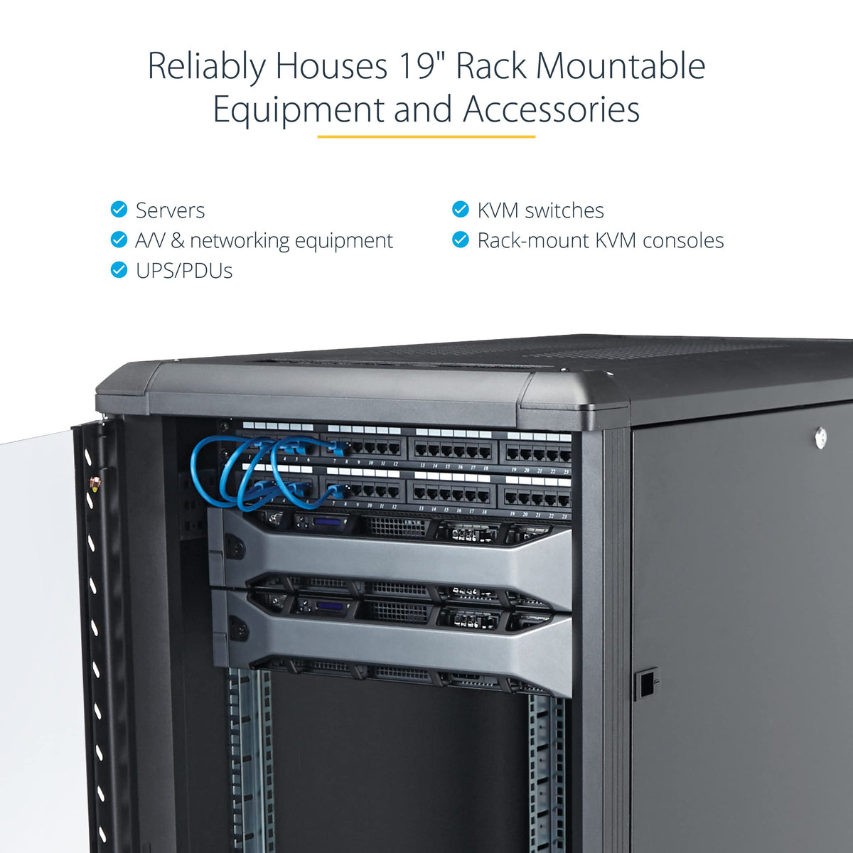 StarTech 18U Enterprise-Grade Server Rack Cabinet, 19in Enclosed 4-Post Rack with 33in (83cm) Mounting Depth and 1764lb (800kg) Weight Capacity