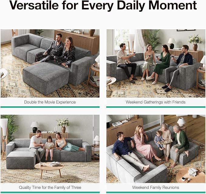 Novilla 84.3" Modular Sectional Sofa, No Assembly Cloud Sectional Couch