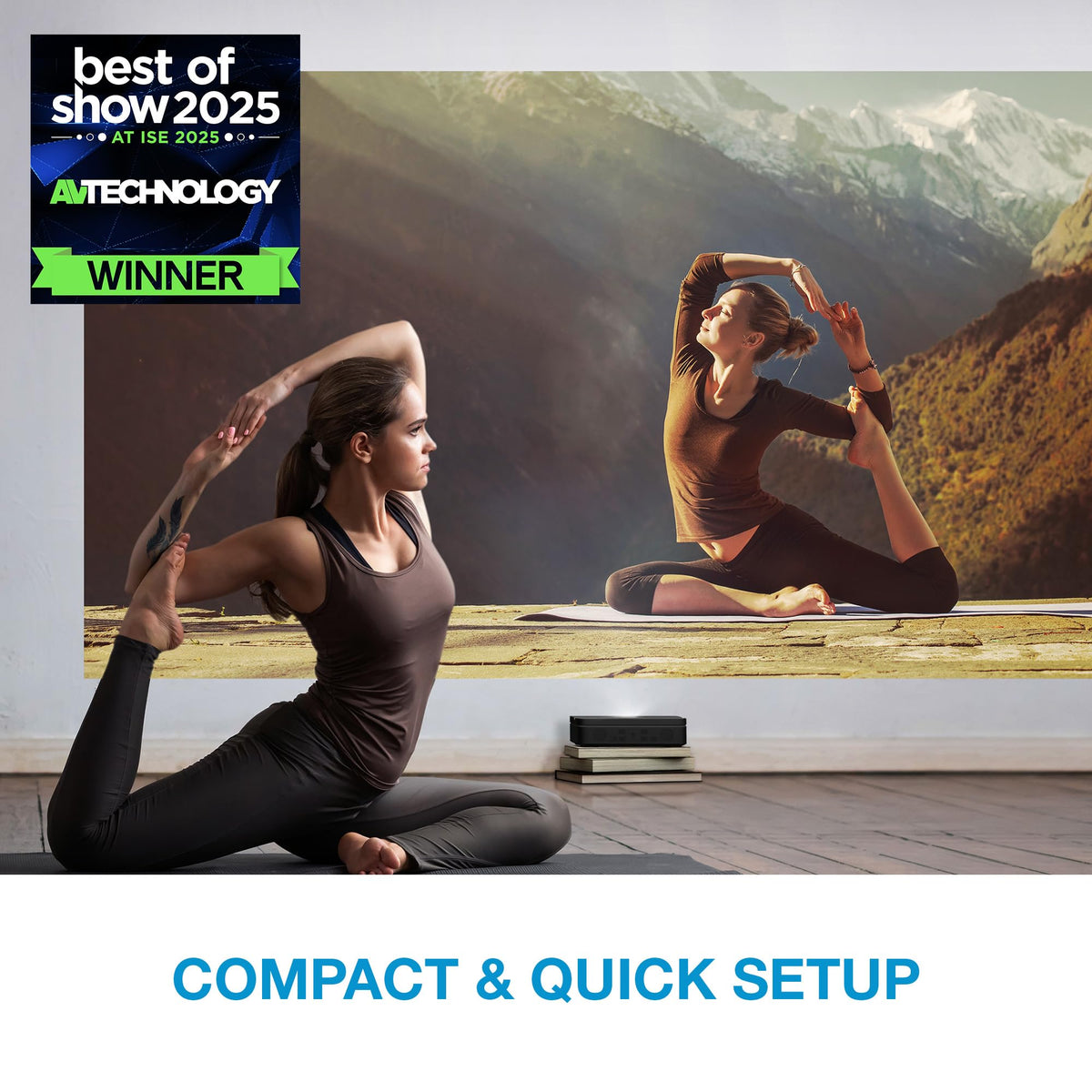 Optoma ML1080UST PHOTON GO Ultra Short Throw 1080p HDR Portable Projector, Triple Laser (RGB), Google TV with Netflix and Disney+ Certified, Home Theater Projector