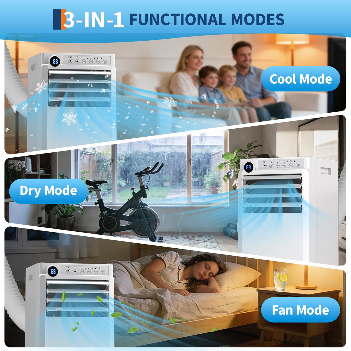 Portable Air Conditioner, 8000 BTU Small Portable AC Unit for Rooms to 350 Sq. Ft. with Cooling, Dehumidifier & Fan Modes, Remote Control, LED Display, 24H Timer, Window Kit, for Bedroom, Office, Dorm