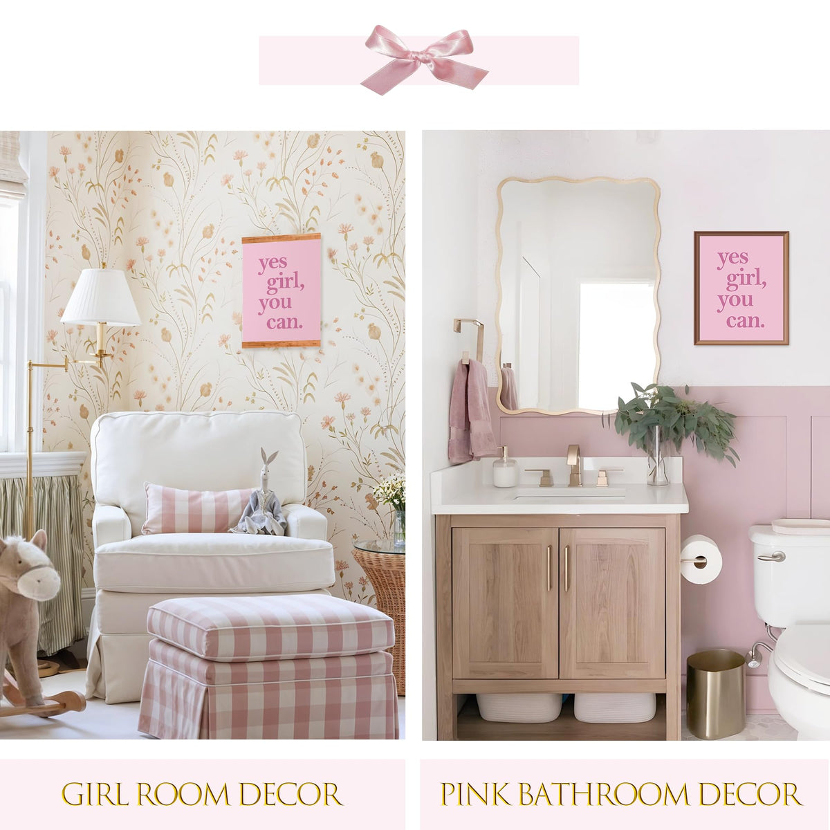 LARTSFRO Coquette Inspirational Pink Girls Room Decor Posters,Inspirational Pink Girls Minimalist Wall Art Room Decor Bedroom Dorm Room Bathroom,Aesthetic Gifts For Teen Girls,10x8 inch Set of 4 Pictures(UNFRAMED)