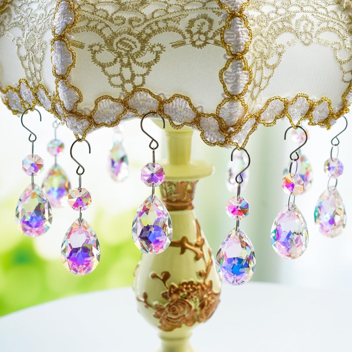H&D HYALINE & DORA 3Inch Crystal Suncatcher Bauhinia Prisms Pendants 10Pcs Chandelier Crystals Replacement Hanging Sun Catcher Beads for DIY Arts Crafts Decor (AB)
