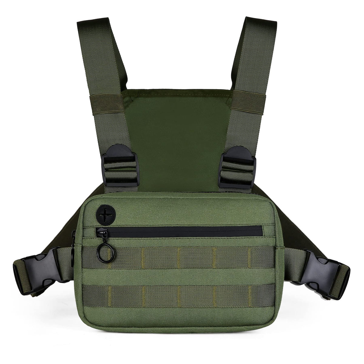 Muserise Outdoor Sports Chest Pack,Tactical EDC Chest Bag For Men, Lightweight Chest Pouch Holster, Chest Rig Vest With Phone Holder For Workouts, Cycling (Olive green)