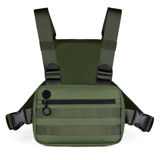Muserise Outdoor Sports Chest Pack,Tactical EDC Chest Bag For Men, Lightweight Chest Pouch Holster, Chest Rig Vest With Phone Holder For Workouts, Cycling (Olive green)