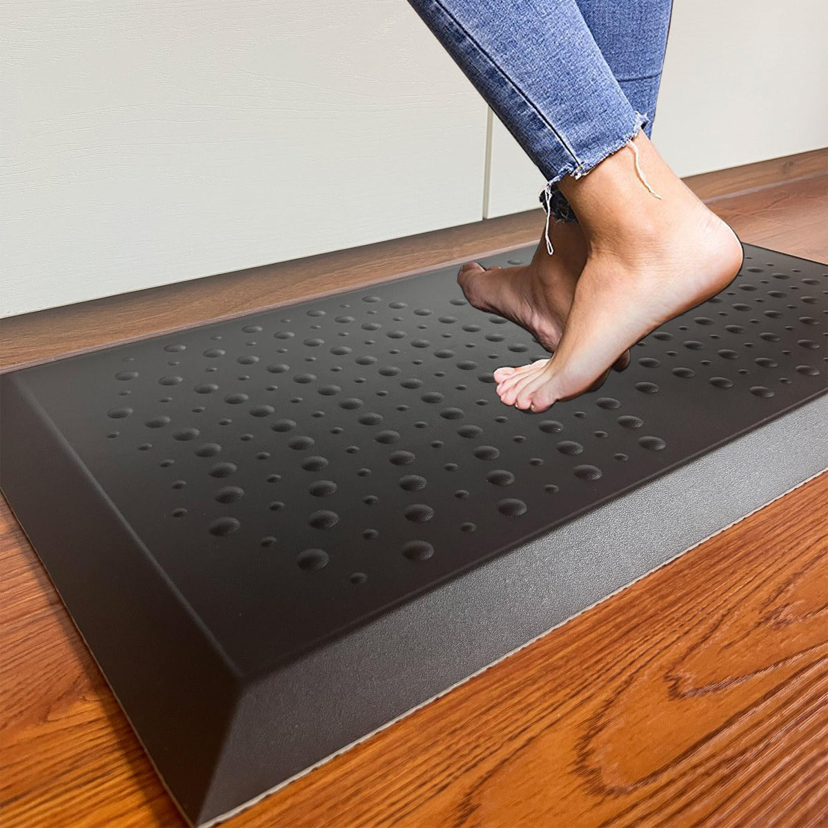 1" Extra Thick Anti Fatigue Kitchen Floor Mat Comfort Standing Mat 17'' x 30'', Office Standing Desk Mat, Kitchen Rug, Massage Points Comfort Mat, 140D high Density PU Foam (Black)