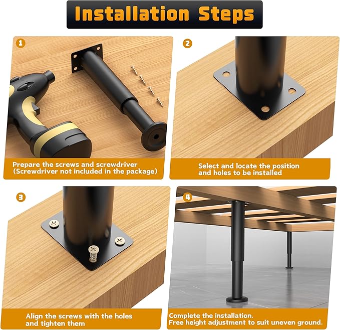 Wlrrcwdttc 6 Pcs Adjustable Height Bed Support Legs