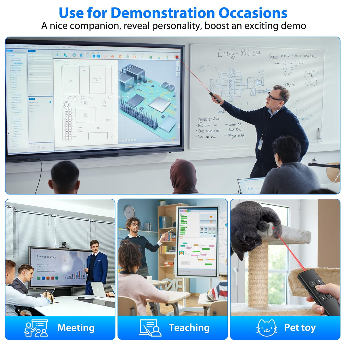Presentation Clicker with Air Mouse - USB C Wireless Presenter Remote Clicker with Light Pointer, PowerPoint Clicker for Presentation, Computer Pointer Clicker Slide Advancer for Mac,Laptop, Black