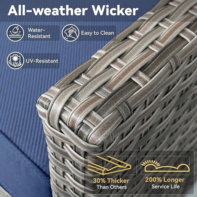 3 Pieces Patio Furniture Sets-Outdoor PE Rattan Wicker Chairs