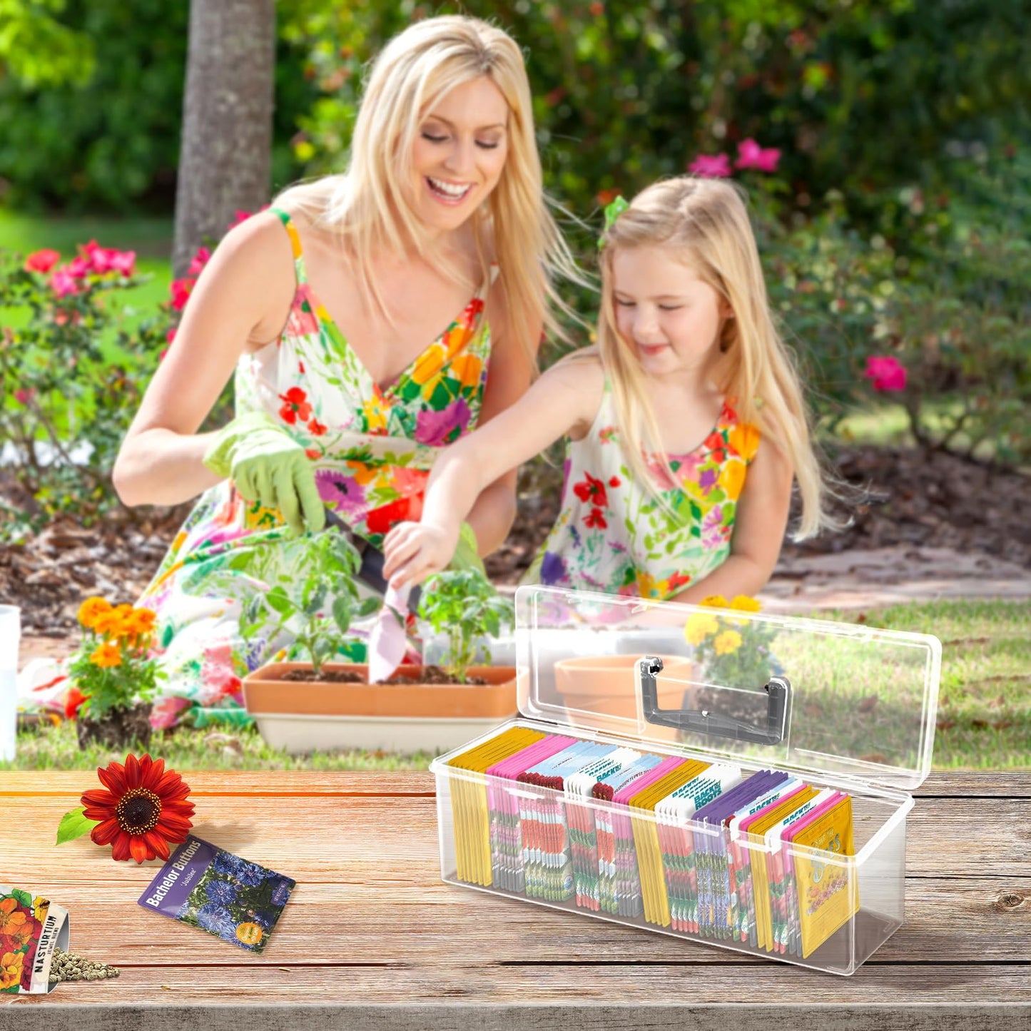 tutata Seed Packet Organizer Box Plastic Portable Seed Packet Storage Box, Seed Storage Organizer