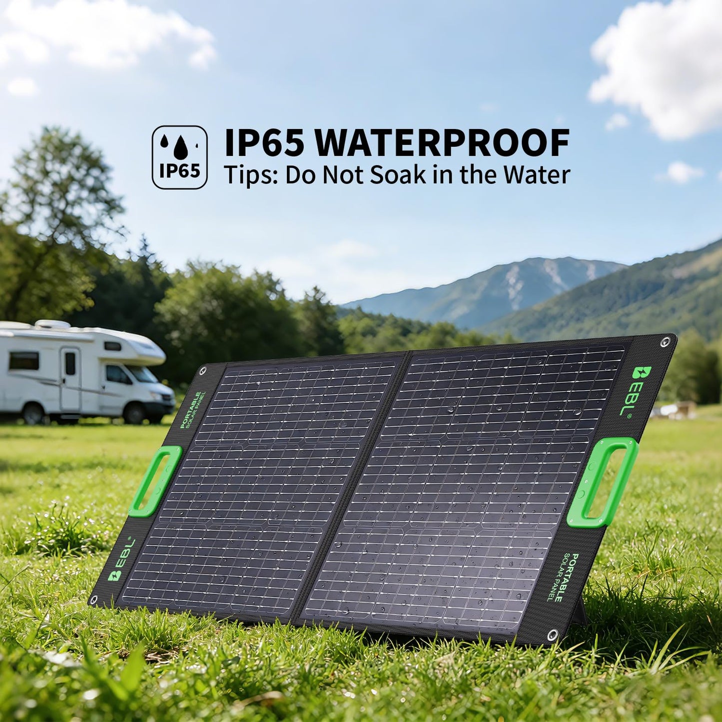EBL 100W Solar Panel, Foldable Solar Charger for Jackery/Ecoflow/Bluetti Power Station, Portable Solar Panels w/Kickstands, High Efficiency IP65 Waterproof, Camping, RV, Off-Grid Emergency