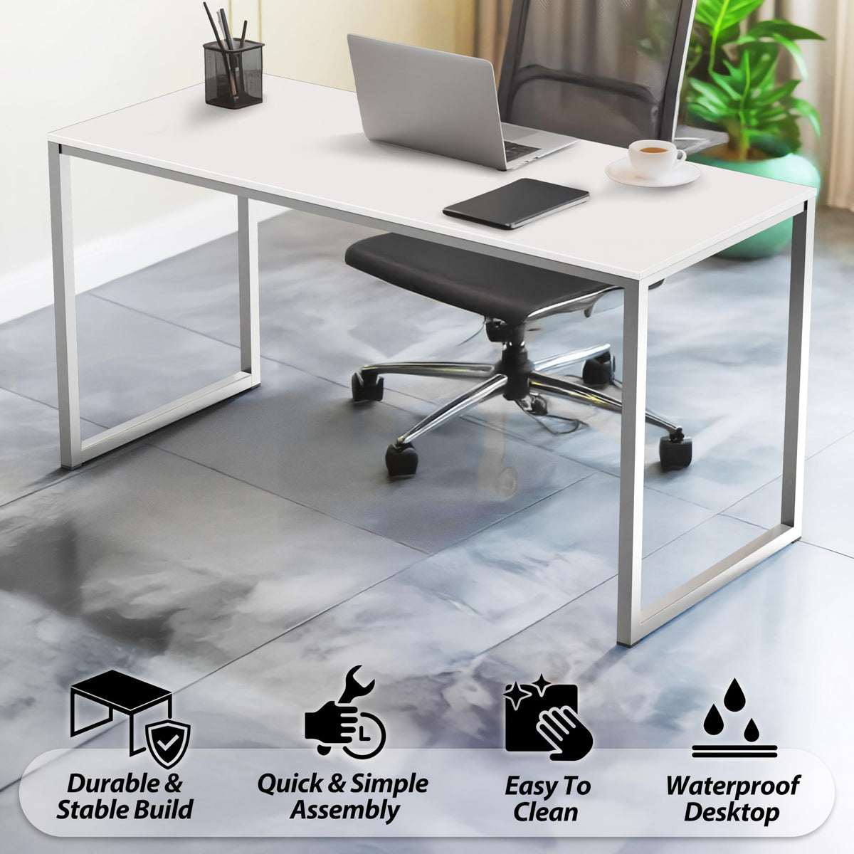 SHW Mission 32-Inch Home Office Computer Desk, White