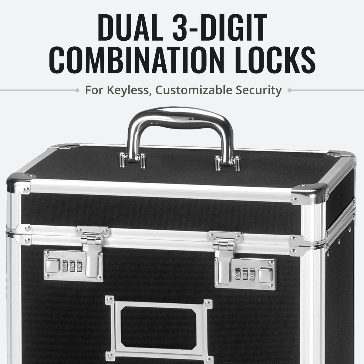 Vaultz Locking File Organizer Box - 13.5 x 13.25 x 10.5 Inch Large, Portable Locking Storage Box for Filing Letters & Documents w/Combination Lock, Black