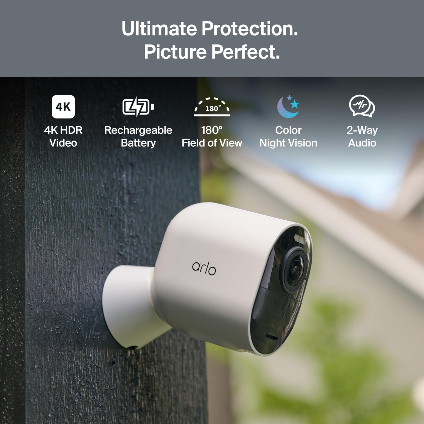 Arlo Ultra (3rd Gen - 2025 Release) 4K Security Camera + SmartHub, Battery Power, Emergency Response, AI Summary, 1-Month Trial of Secure Plan, 180° Field of View, 3 Cam, White, Motion Alert