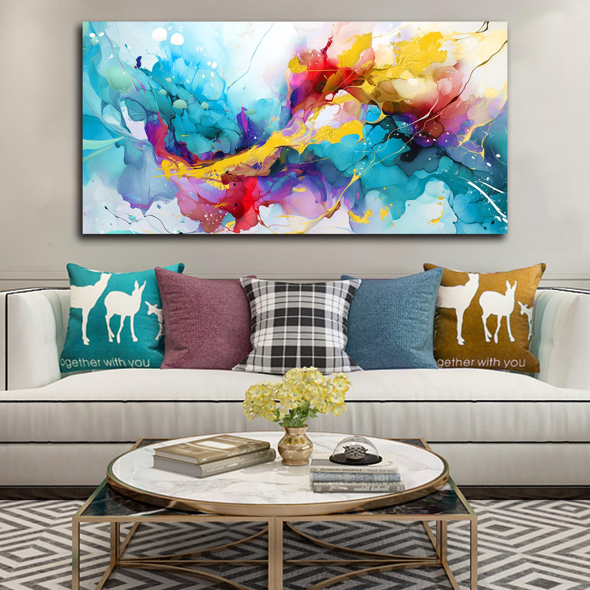 LAOTOART Modern Art Wall-Decor for Office Women - Abstract Wall Art - Large Wall Paintings for Living Room Ready to Hang Size 29" x 59"