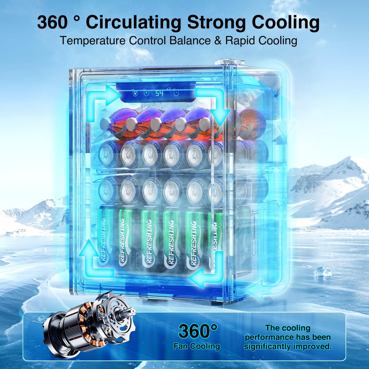 Kismile Mini Refrigerator Cooler 48L Beverage Fridge for 16 Bottle 68 Can,1.7 Cu.Ft Drink Fridge with Seamless Outer Frame,Electronic Temperature Control for Home/Bar/Office 40-61℉,Silver