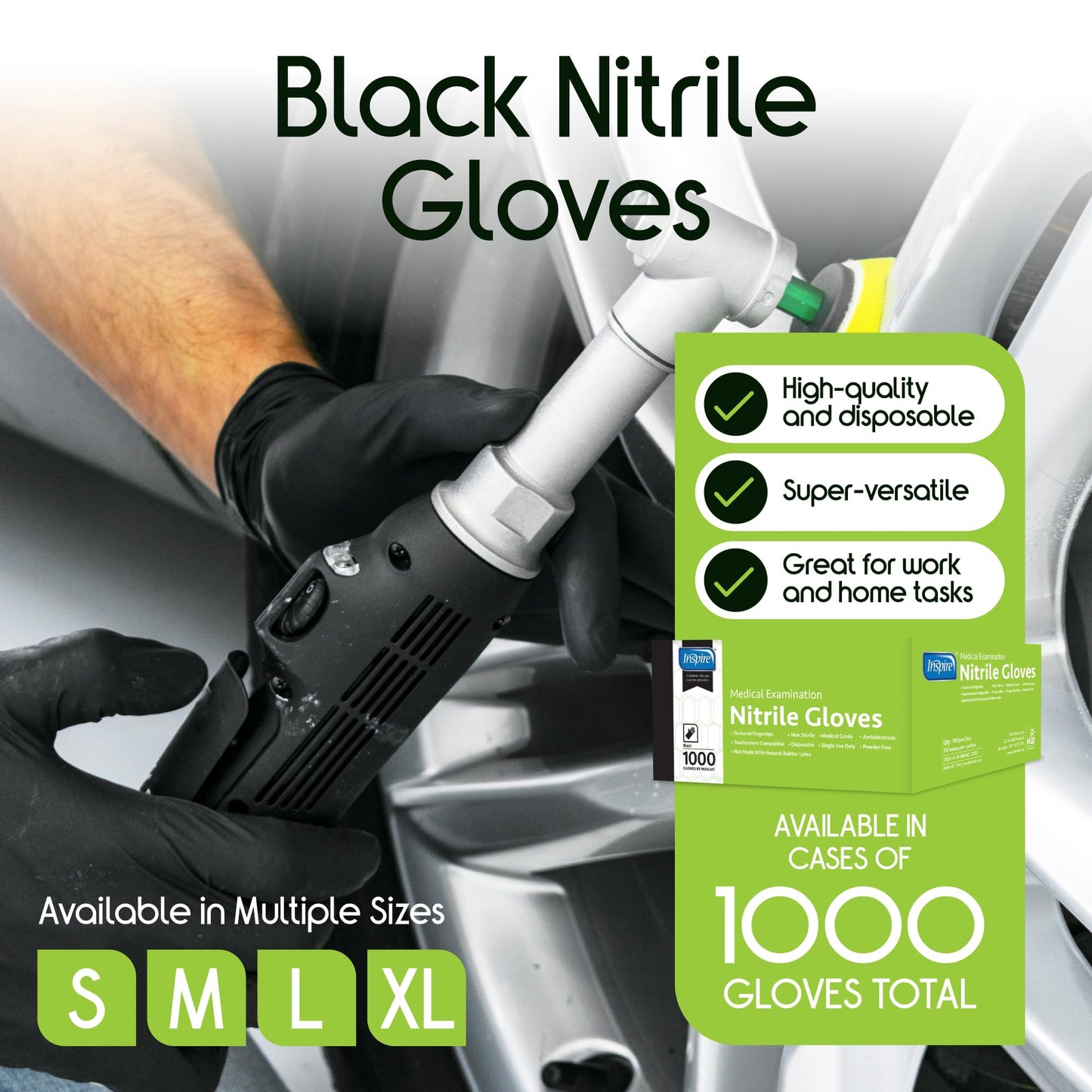 Inspire Black Nitrile Gloves | THE ORIGINAL Quality Black Gloves Disposable Latex Free | 4.5 Cooking (Nitrile, Medium)