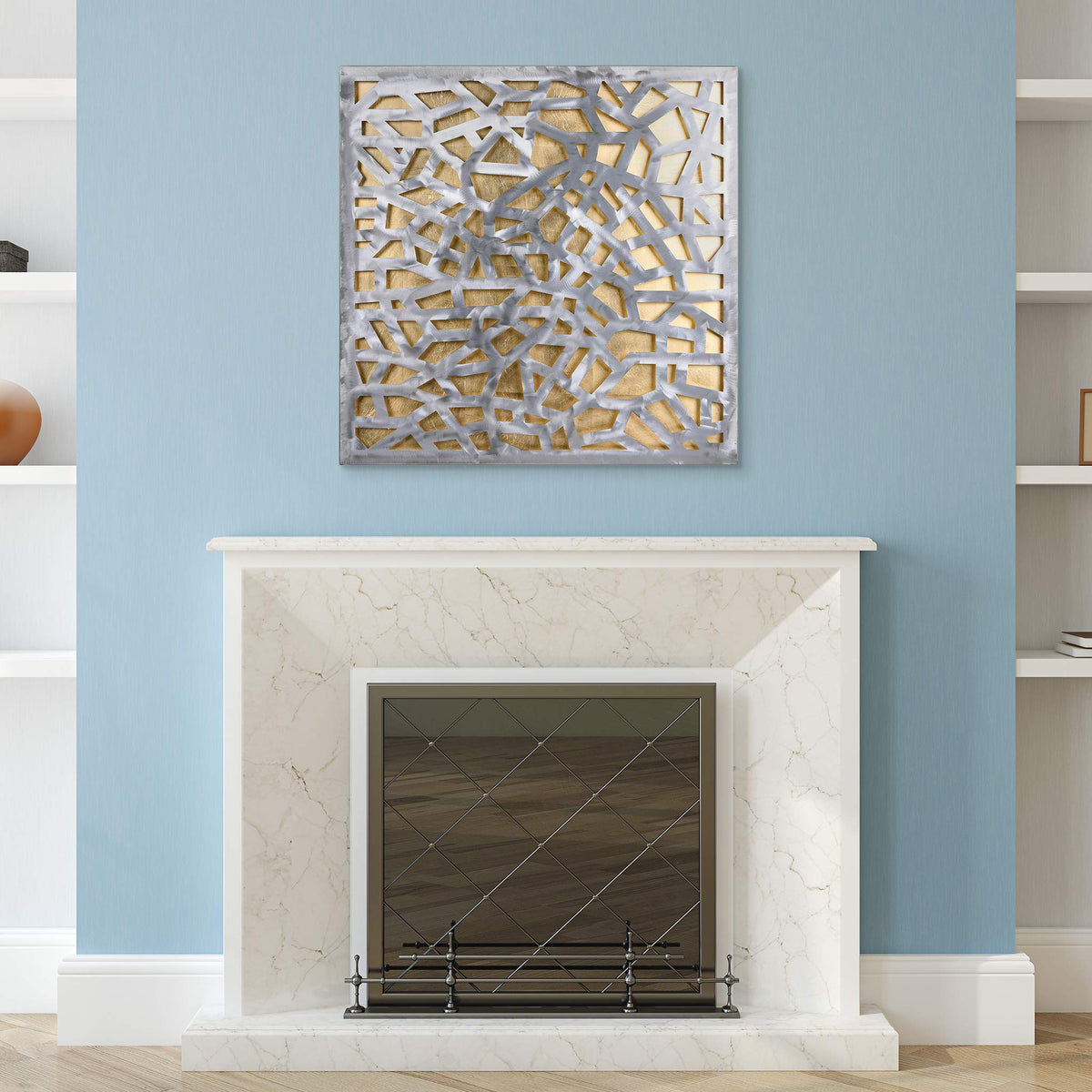 Empire Art Direct Gold Enigma Polished Steel Sculpture Abstract Wall Art with Gold Leaf,Ready to Hang,Living Room, Bedroom ＆ Office (PSL-19308-3232)