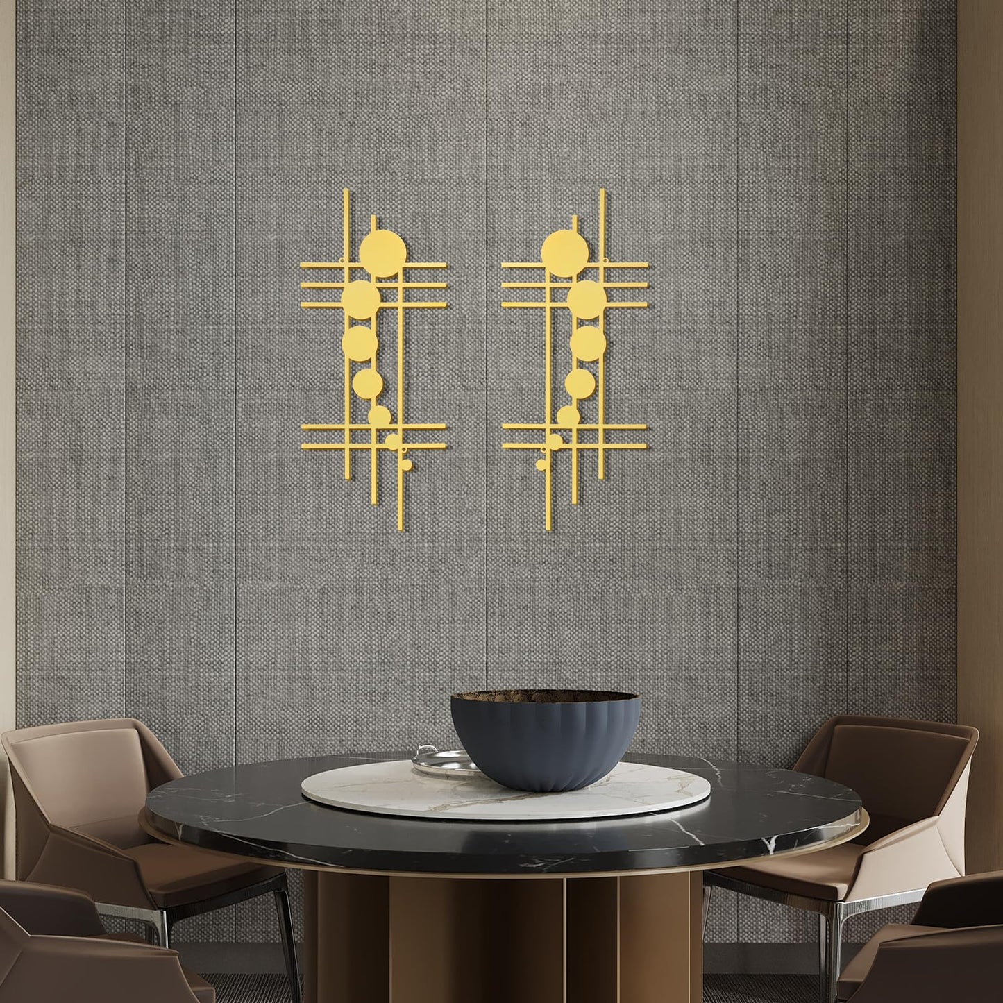 Therwen 2 Pcs Metal Wall Art 15.75 x 7.09 Inch Abstract Minialist Metal Decor Vertical Wall Sculptures Geometric Modern Hanging for Living Room Home Bedroom Office Study Decorations Gifts