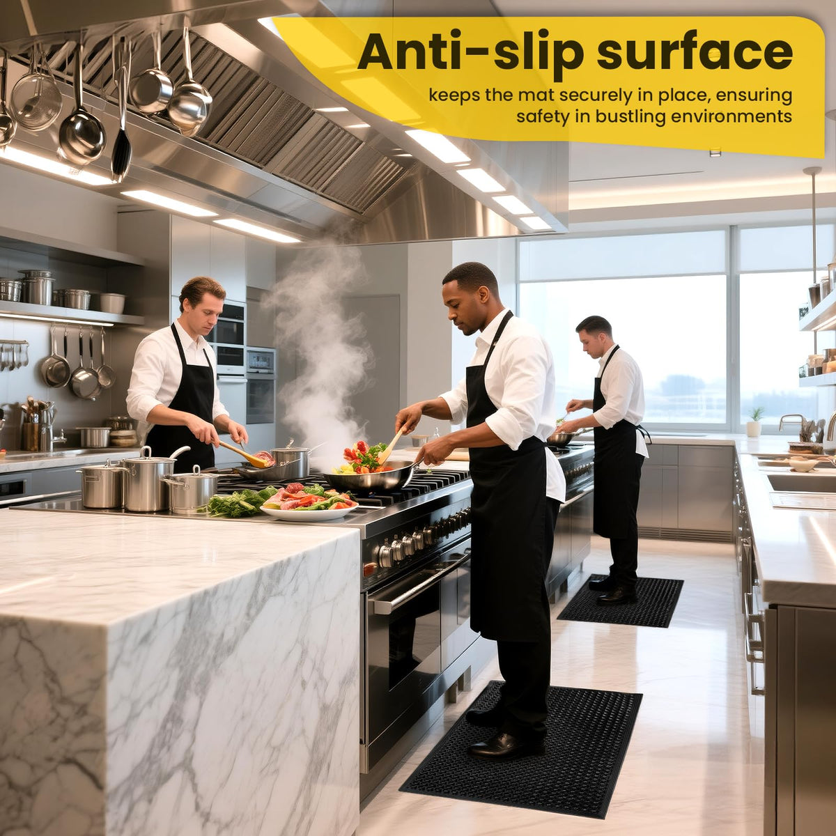 24"x 36" Rubber Floor Mat, Non-Slip Rubber Floor Mat Heavy Duty Mats for Outdoor Restaurant Kitchen Bar (Black)