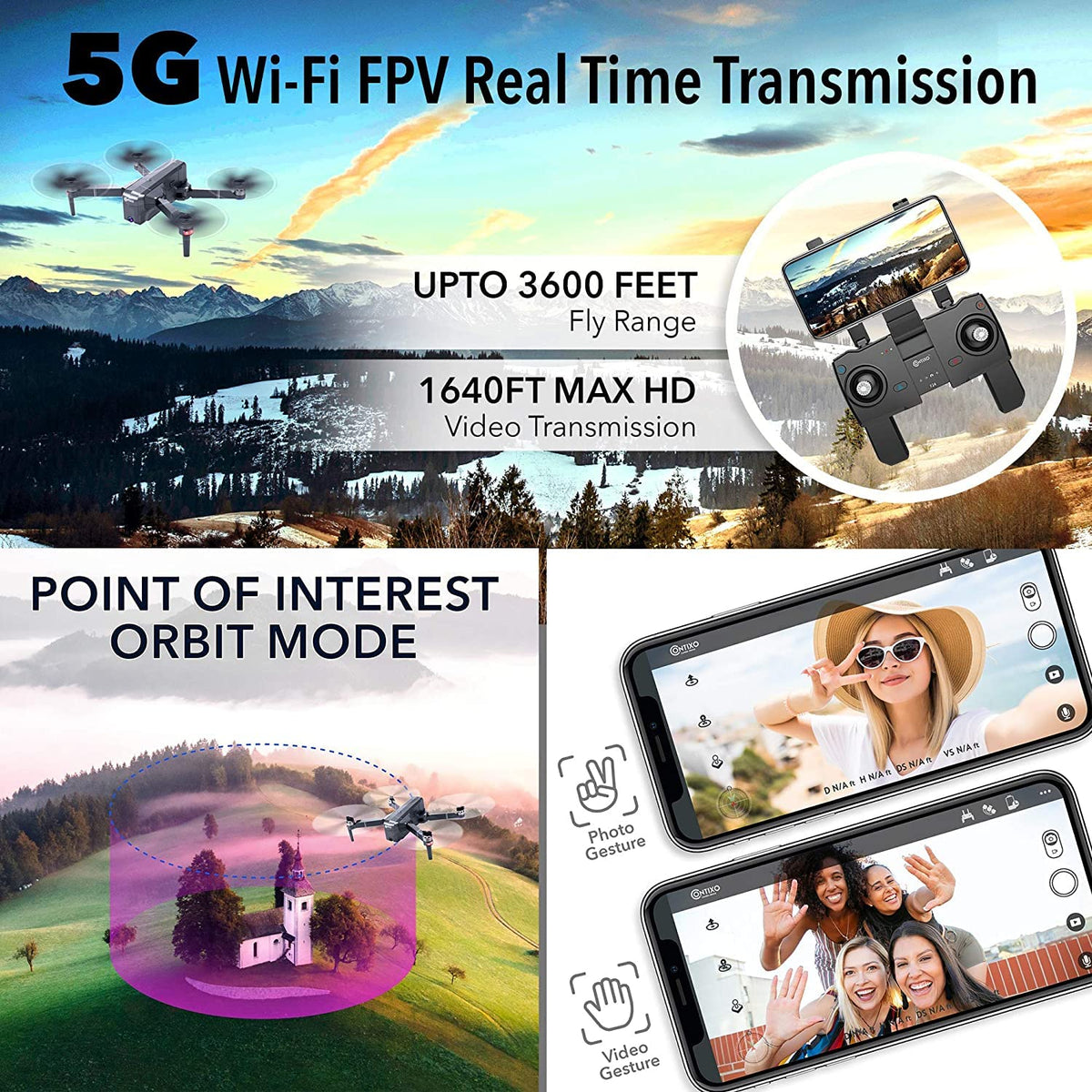 Contixo F24 Pro Drones With Camera For Adults, 30 Minutes Flight Time, 4K UHD Foldable RC Quadcopter GPS Return Home, Foldable FPV Brushless Motors Profession Flying Drone With Carrying Case