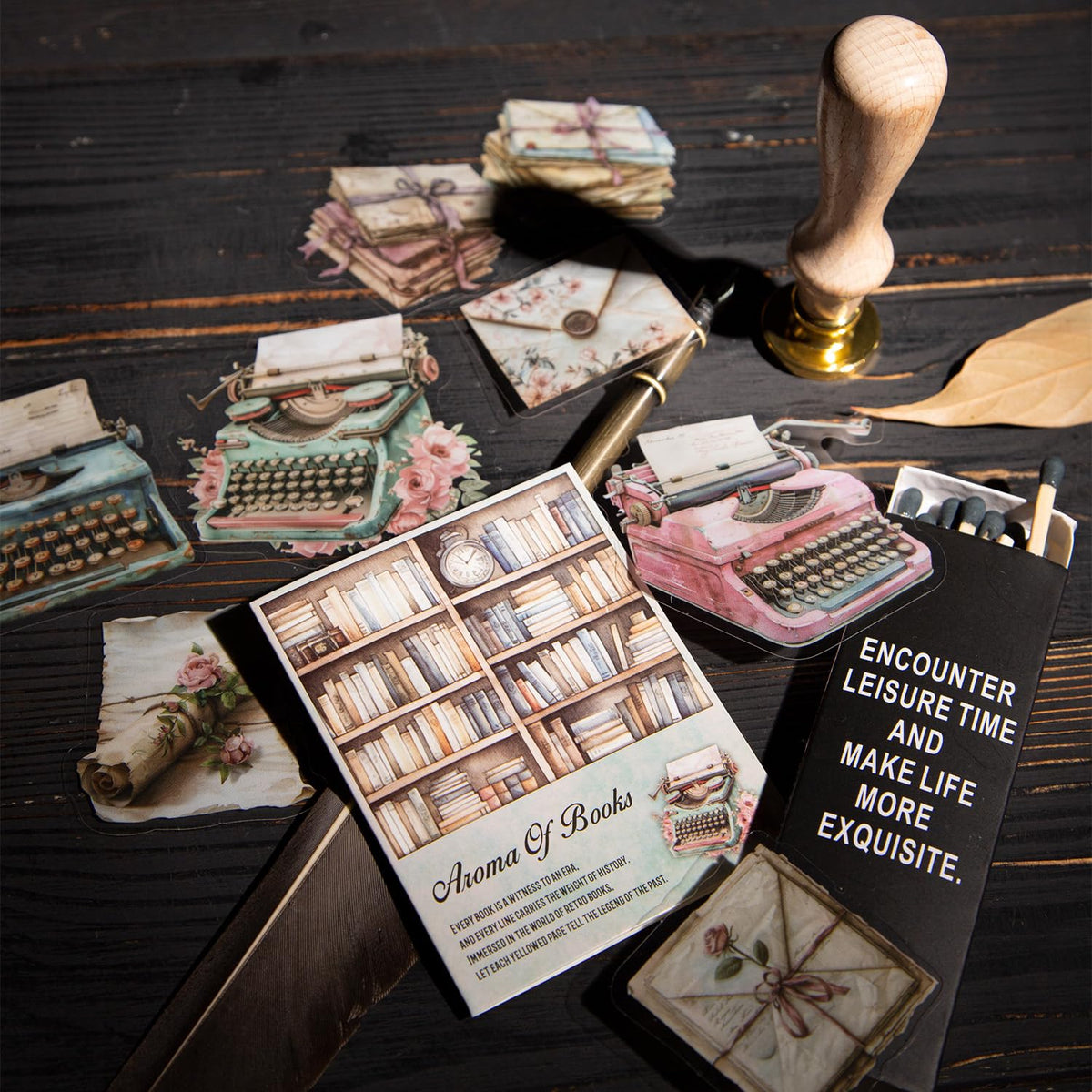 AuriicLeaf Vintage Book PET Sticker Set, 120PCS Retro Ephemera for Scrapbooking, Journaling, Crafting, DIY Projects, and Art Supplies