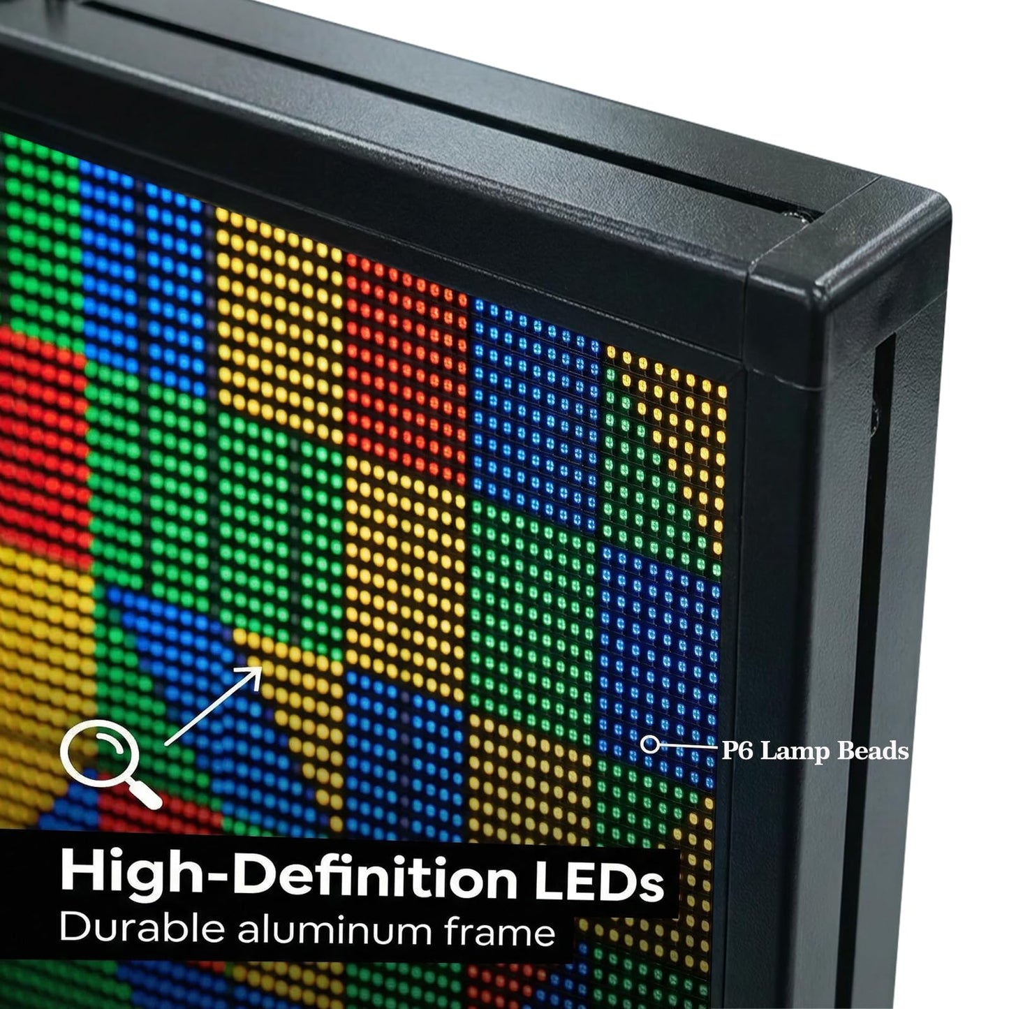 P6 Programmable LED Sign Supports Text/Image/Video, 40"x17" Outdoor Scrolling LED Digital Display for Business, IP65 Waterproof Electronic Message Board with WiFi & USB Control