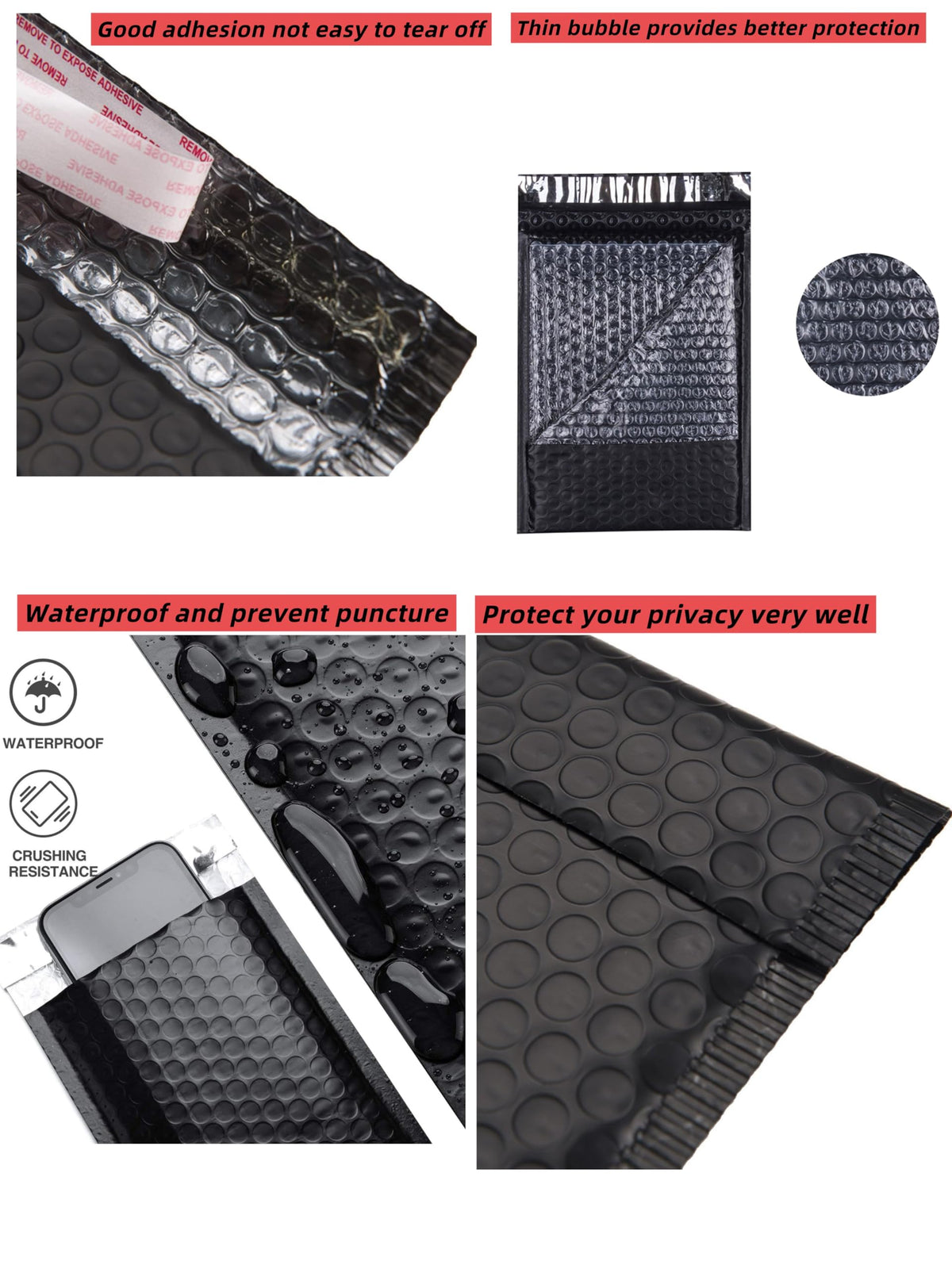 FCLMHD Black Bubble Mailers 8.5x12" 25 Pack Medium Mailing Envelope Usable Size 8.5x11"Strong Adhesion Opaque Padded envelopes for Small Business Mailing Books Clothes Makeup Supplies