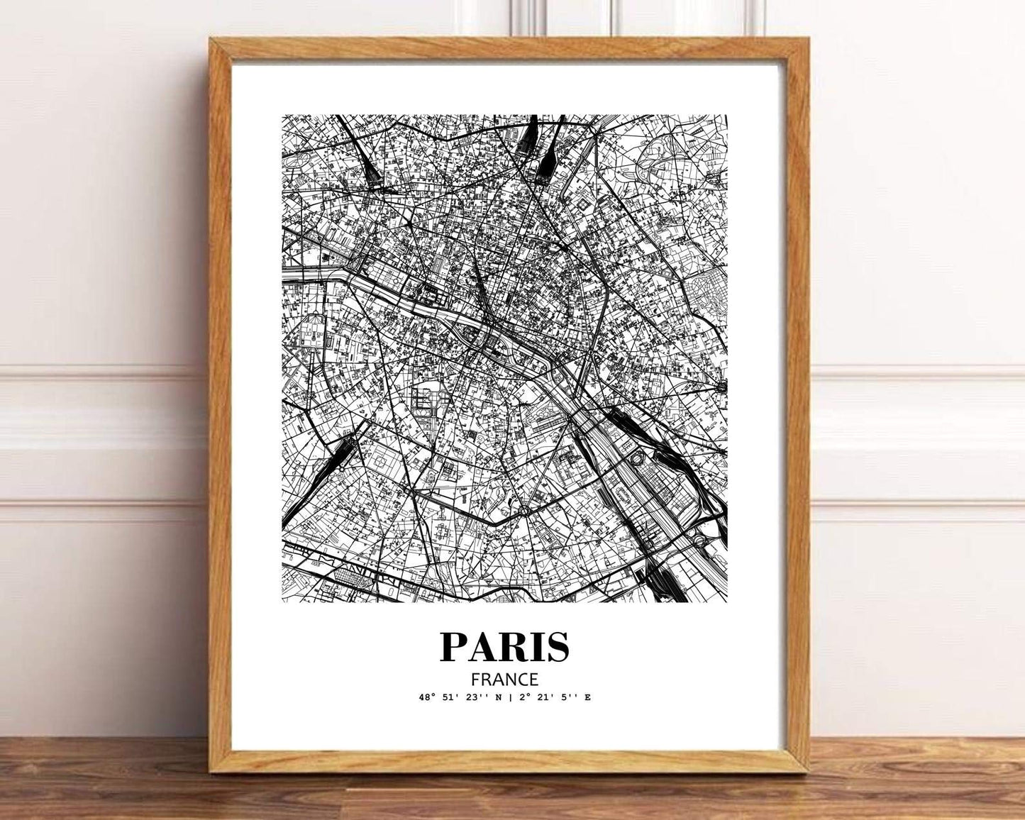 Eleville 8X10 Unframed Paris France City View Abstract Road Modern Map Art Print Poster Wall Office Home Decor Minimalist Line Art Hometown Housewarming wgn442