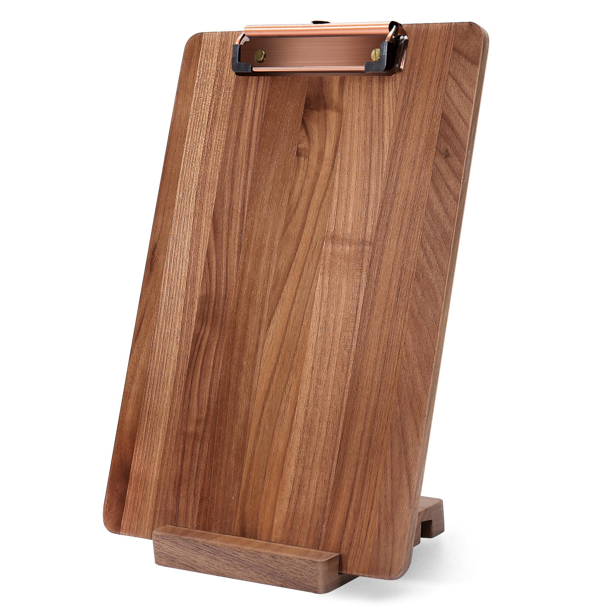 Walnut Wood Clipboard, 12.6" x 8.7" Clip Board with Stable Base, School Classroom Essentials, Solid Hardwood, Free Stand Holder for Bar, Training Courses, Coffee Shops, Office Supplies Teacher Gifts