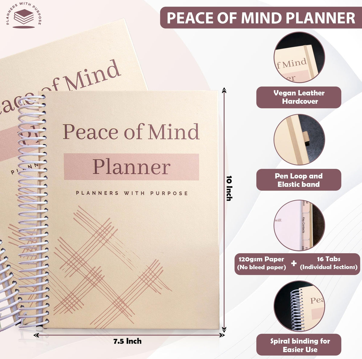 Planners with Purpose End of Life Planner - Guided Final Arrangements When I'm Gone Workbook Organizer Notebook for Beneficiary Info, Will Preparation, Last Wishes, Funeral Planning - Peace of Mind B5
