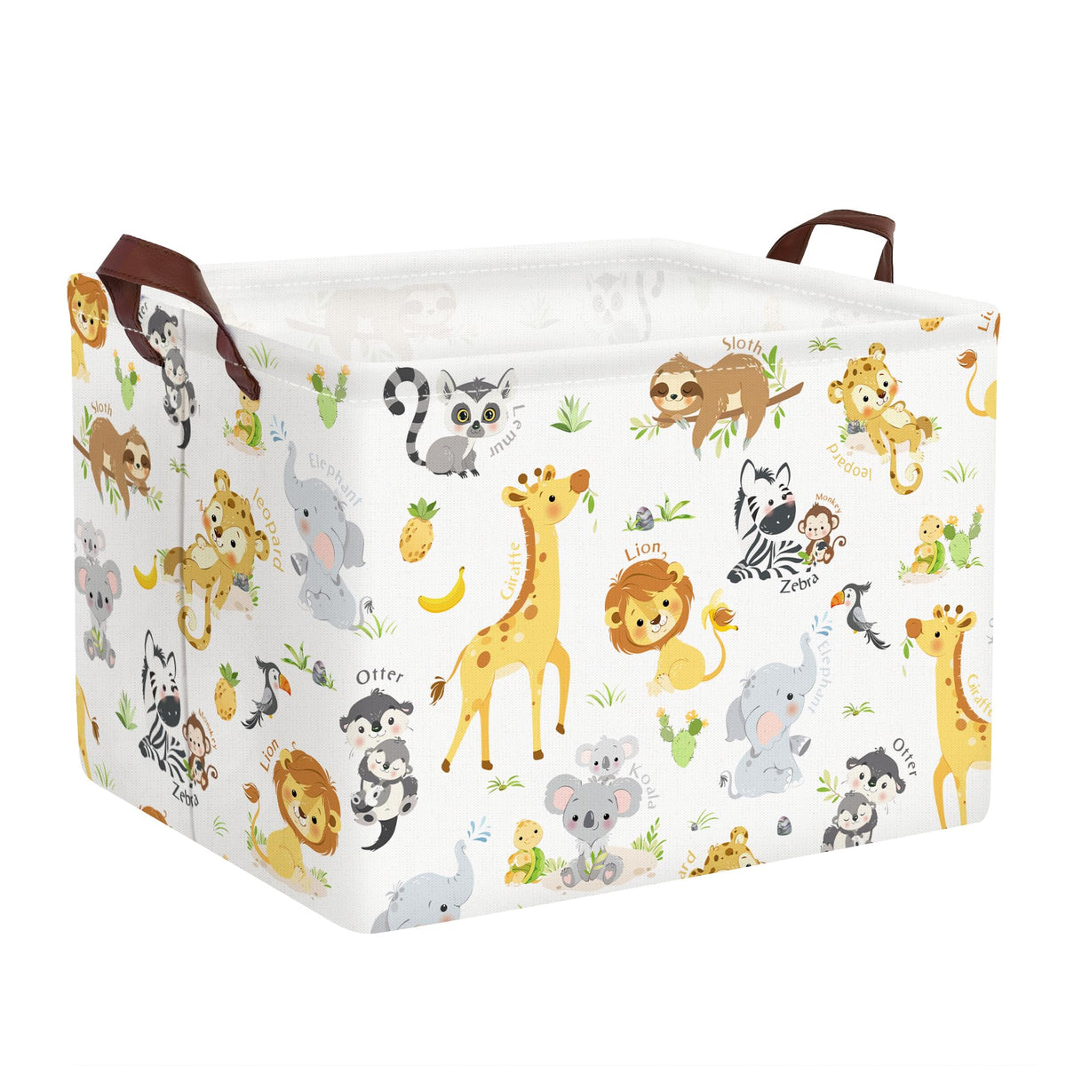 Clastyle Rectangular Baby Storage Basket Large Collapsible Kid Toy Bin Nursery Classroom Books Shelf Basket Shower Towel Gift Basket Giraffe Lion Elephant Pet Basket(Animal)